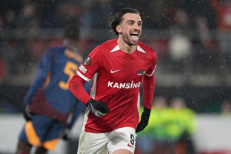 Troy Parrott had a successful season with AZ, scoring 14 Eredivisie goals and 20 in all competitions. Photograph: Alex Bierens de Haan/Getty Images